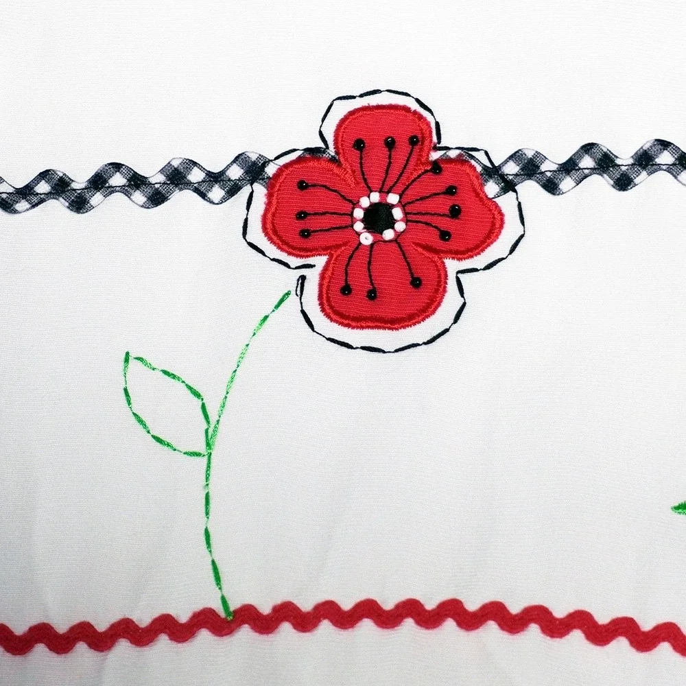 Alfred Dunner Vintage 00s‎ White Embroidered Floral Ladybug Zip Jacket 1X Retro